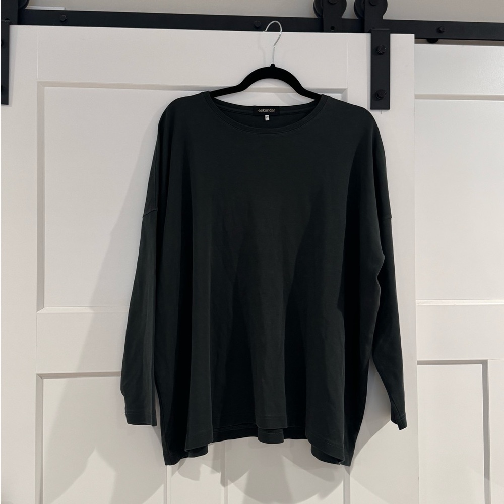 Eskandar Dark Grey Long‎ Sleeve Tee